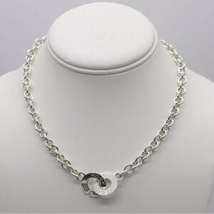 Tiffany & Co. Sterling Silver 1837 Circle Clasp Toggle Chain Rolo Necklace